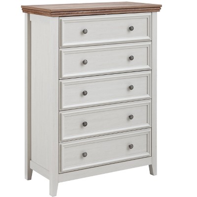 Vynxaria Modern 5-Drawer Dresser in Beige - Chest of Drawers and Closet Organizer for Living Room and Storage Solutions