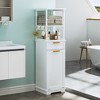 VECELO Tall Tilt Out Laundry Hamper Cabinet with Removable Laundry Basket, Floor Standing Bathroom Organizer with Drawer & 2 Open Shelves, White - 4 of 4