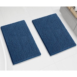 Home Mart Goods 2 Piece Set Blue Soft Cozy Plush Chenille Bath Mat Bathroom Rug - 1 of 4