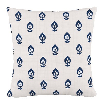 In Elizabeth Floral Polyester Square Pillow Navy - Skyline Furniture