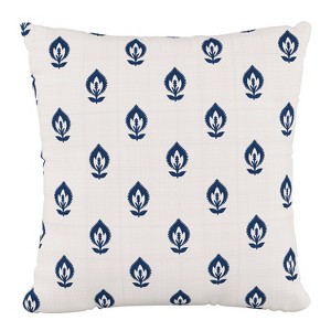 In Elizabeth Floral Polyester Square Pillow Navy - Skyline Furniture: Shabby Chic Decor, Comfort Style - 1 of 4
