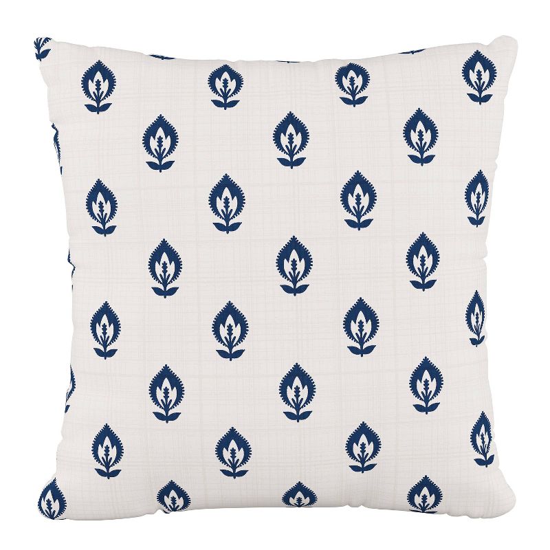 In Elizabeth Floral Polyester Square Pillow Navy - Skyline Furniture, 1 of 7