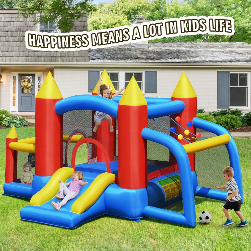 Costway Kid Inflatable Bounce House Slide Jumping Castle w/Soccer Goal Ball Pit & Blower, 4 of 11