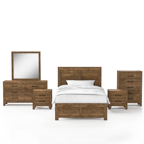 6pc Quail Bedroom Set With 2 Nightstands Rustic Light Walnut Homes Inside Out Target