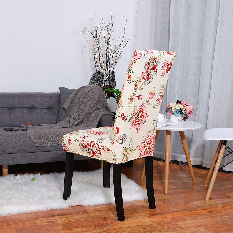 PiccoCasa Polyester Spandex Floral Prints Fit Home Dining Chair Slipcovers Multicolored 1 Pc, 2 of 7