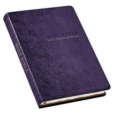 KJV Holy Bible, Thinline Large Print Faux Leather Red Letter Edition Thumb Index & Ribbon Marker, King James Version, Purple Floral - (Hardcover)