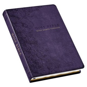 KJV Holy Bible, Thinline Large Print Faux Leather Red Letter Edition Thumb Index & Ribbon Marker, King James Version, Purple Floral - (Hardcover) - 1 of 1