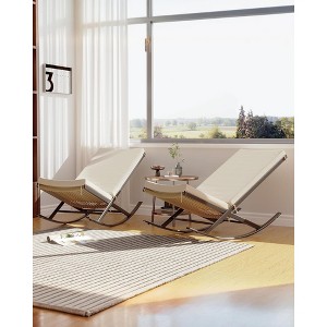 Rocking Chair Outdoor Set of 2 Patio Chairs Rocking Chairs Outdoor Lounge Rattan Chair for Outside Lawn with Cushions for Front Porch, Garden - 1 of 4