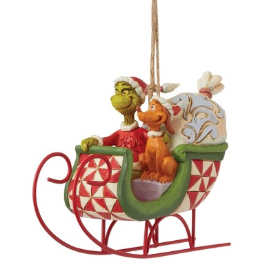 Jim Shore 3.5" Grinch And Max In Sleigh Christmas Dr.Seuss Jim  -  Tree Ornaments