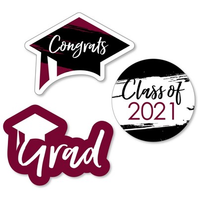 Big Dot of Happiness Maroon Grad - Best is Yet to Come - DIY Shaped Burgundy 2021 Graduation Party Cut-Outs - 24 Count