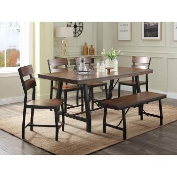 72" Mariatu Dining Table Oak/Black Finish - Acme Furniture