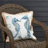 Saro Lifestyle Coastal Outdoor Sea Horse Poly Filled Pillow, 18"x18", Blue - 4 of 4