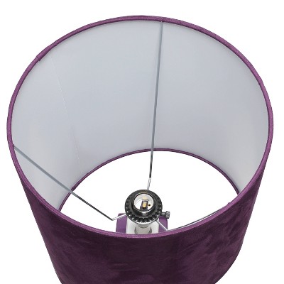 Abstract White and Purple Ceramic Nightstand Lamp with Tube-Shaped Shade