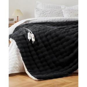 Heated Blanket Throw,50"x60" Faux Fur Heated Throw with 4 Heat Settings,Soft Bubble Electric Blanket with 4 Hours Auto-Off - 1 of 4