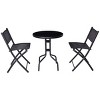 Costway 3 Pcs Bistro Set Garden Backyard Table Folding Chairs Outdoor Patio Furniture - 2 of 4