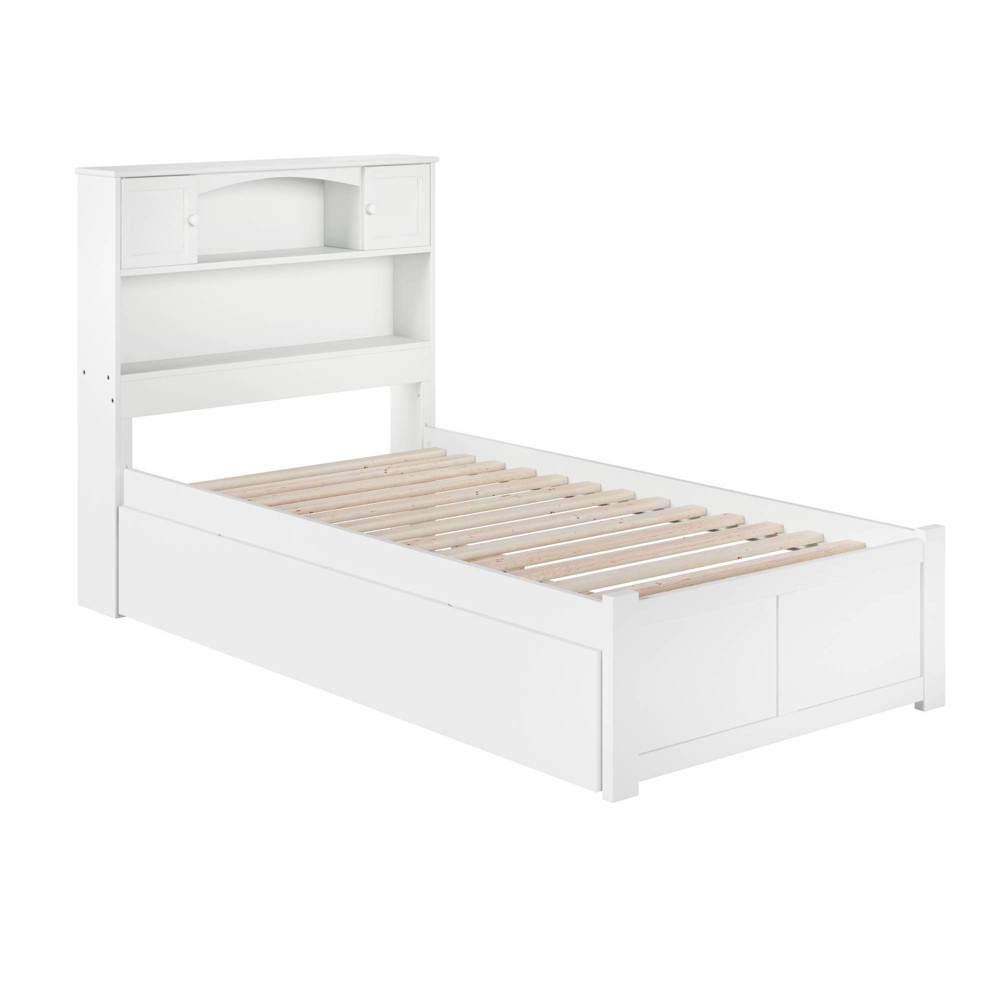 Photos - Bed Frame AFI Twin Newport Bed with Twin Urban Trundle Bed Flat Panel Footboard White  