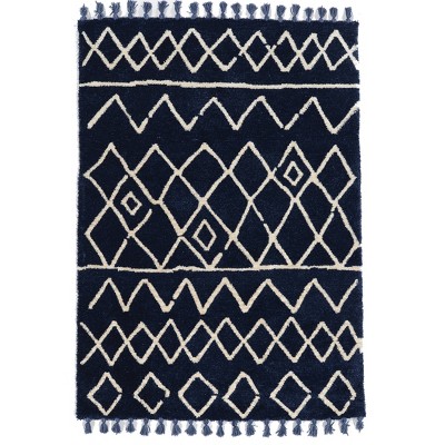 5'x7' Marrakech Zag Rug Blue/Ivory - Linon: Contemporary Zig Zag Pattern, Medium Pile, Handmade, Indoor Use
