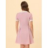 Allegra K Women's Fit and Flare Contrast Color Bowtie Neck Dress - 3 of 4