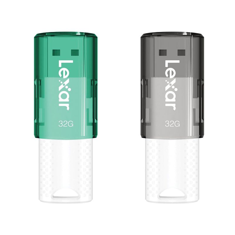 Lexar® JumpDrive® S60 32-GB USB 2.0 Flash Drives (2 Pack; Black/Teal), 1 of 8