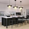 PAKOKULA 1-Light Black Diffuser Pendant Light with Metal Pleated black Shade and White Glass Shade - 4 of 4