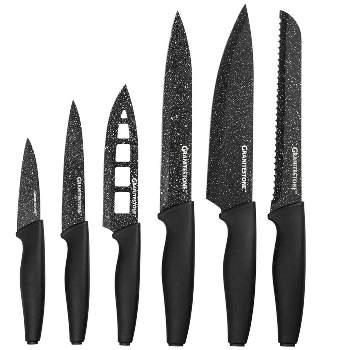 Granitestone Nutriblade 6 Piece Black Stainless Steel Knives with Easy Grip Handle