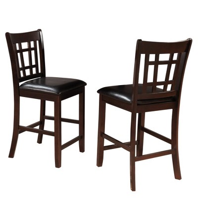 Set of 2 24" Hadrian Window Back Counter Height Barstool Dark Brown - Inspire Q