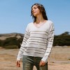Women's Neutral Striped Long Sleeve V-Neck Knit Top - Cupshe - 4 of 4
