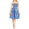 LA LEELA Women's Tube Dress Top Dress Short One Size Cobalt Floral Stripes - 4 of 4