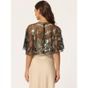 Allegra K Women's Sequin Beaded Bridal Cover-Up Evening Cape Flapper Bolero - 4 of 4