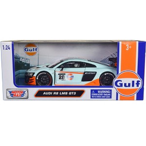 Audi R8 LMS GT3 #28 Light Blue with Orange Stripes "Gulf Oil" "Gulf Die-Cast Collection" 1/24 Diecast Model Car by Motormax - 1 of 3