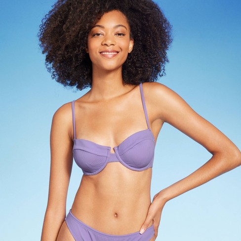 Women's Ribbed Underwire Bikini Top - Shade & Shore™ Light Purple 38DD