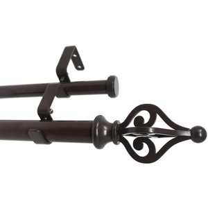 Urbanest Portia Flat Button 1-inch 3-4 inch Double Drapery Curtain Window Rod Set - 1 of 4