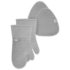 T-fal 4-Pack Waffle Oven Mitt & Pot Holder Set  Grey - 1 of 4