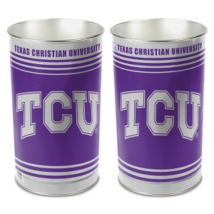 NCAA TCU Horned Frogs Waste Basket: Tin Indoor Trash Can, 13-Gallon Capacity - 1 of 3