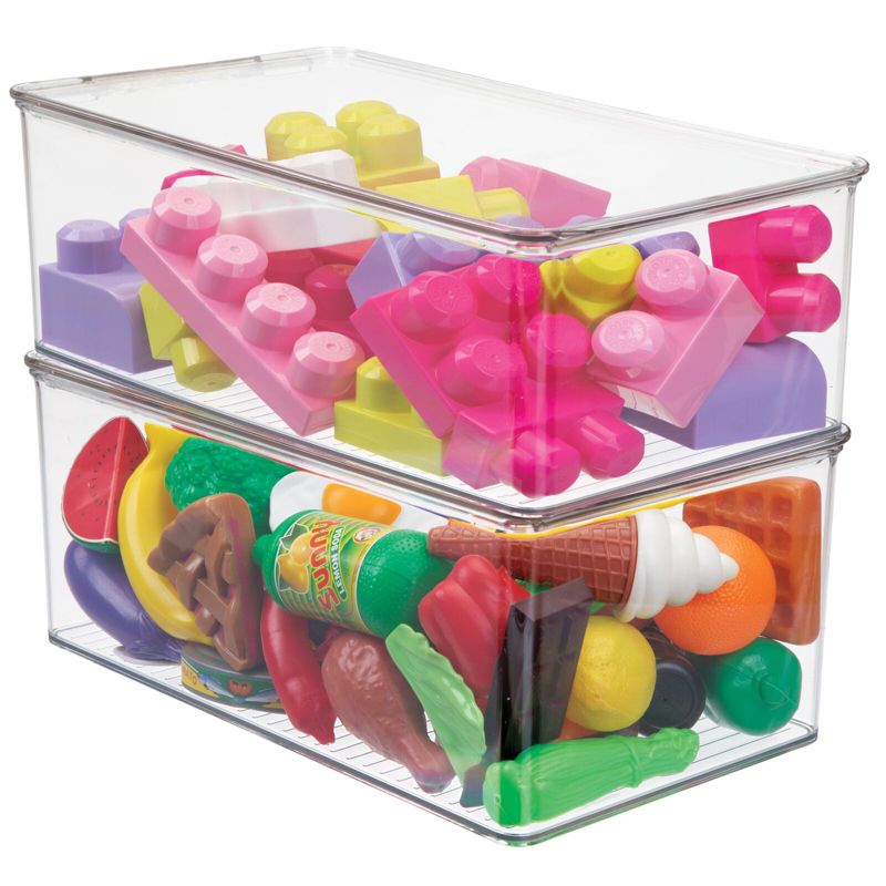 mDesign Plastic Playroom/Gaming Storage Organizer Bin Box with Hinge Lid, 1 of 6