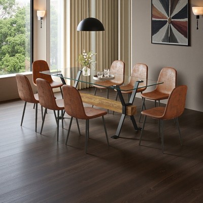 9-Piece Dining Set with Glass Table and Armless Chairs : Target