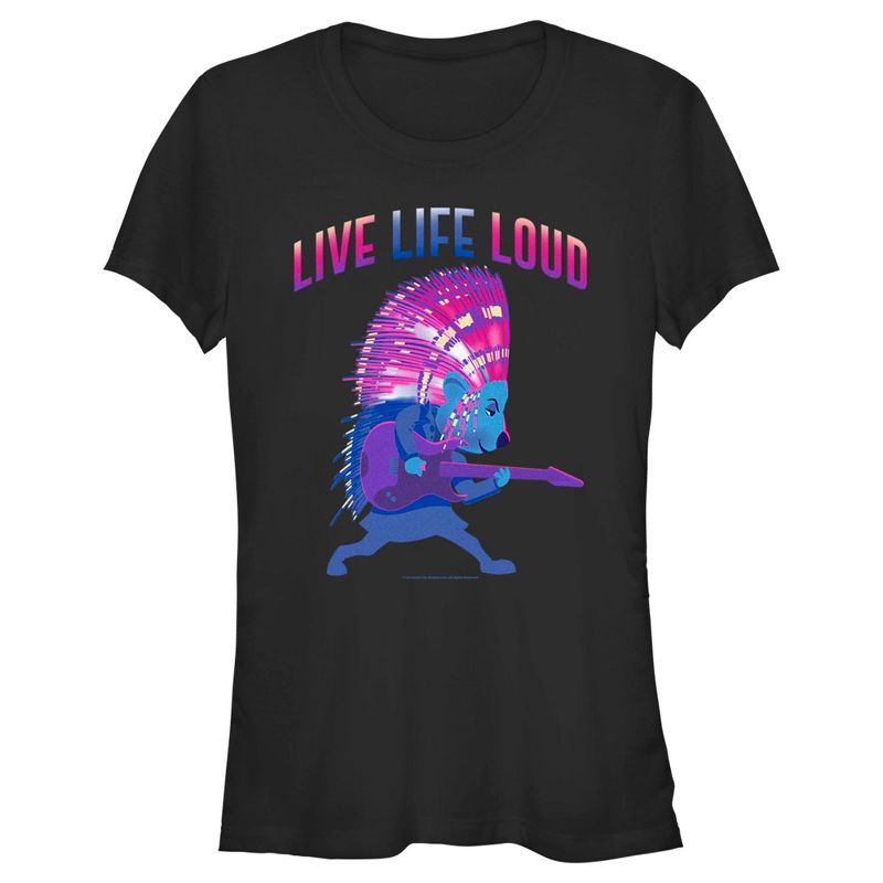 Juniors Womens Sing 2 Ash Live Life Loud T-Shirt, 1 of 5