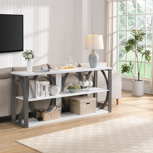 Lyngins Narrow Entryway Table with Open Shelves,Console Table with Storage Space and Circular Frame for Living Room - 1 of 4