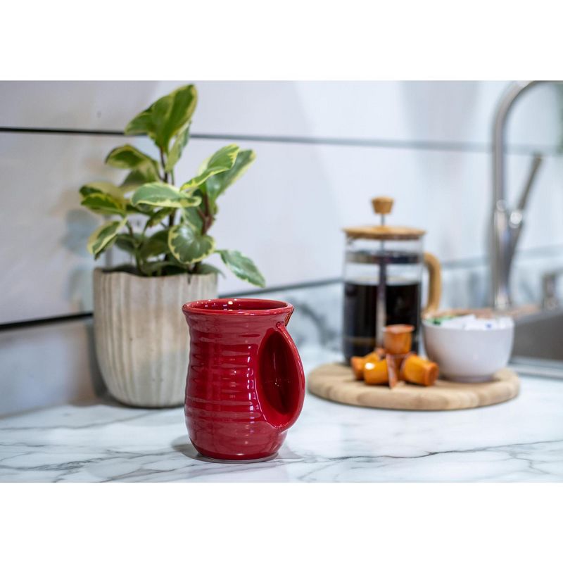 Elanze Designs Ribbed 14 ounce Ceramic Stoneware Handwarmer Mug, Red, 5 of 6