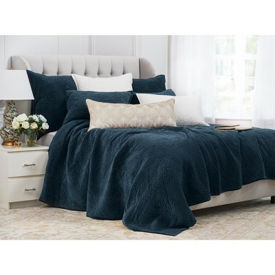 Vela Ink Blue Cotton Velvet Standard Sham