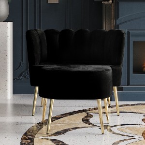 ChaletPosh Velvet Chair with Stool - 1 of 4