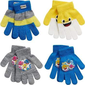 Baby Shark Boys 4 Pack Winter Gloves or Mittens, Kids Ages 2-7