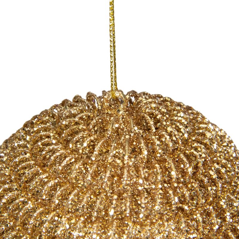 Northlight 4" Gold Glitter Spiral Coiled Wire Christmas Ball Ornament, 2 of 4