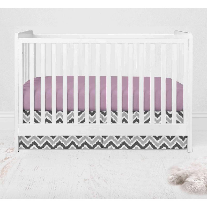 Bacati - Ikat Dots Leopard  Purple Grey Girls 10 pc Crib Set with 2 Crib Fitted Sheets 4 Muslin Swaddling Blankets, 5 of 10