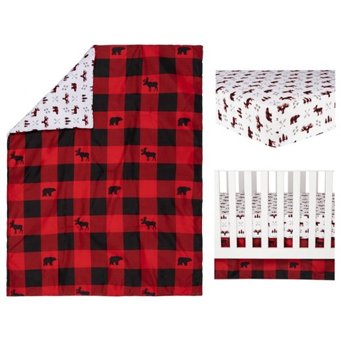 Red buffalo plaid online crib bedding