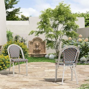 PURPLE LEAF Bistro Chair Set of 2 Hand-Woven Wicker Chairs for Outdoor Patio Porch Garden Indoor, Dining Chairs - 1 of 4