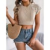 Coolmee Womens Cap Sleeve Crop Tops Summer Crew Neck Lightweight Knit Sweater Tank Tops - 2 of 4