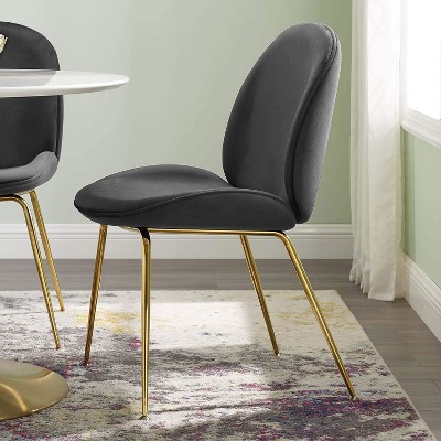 Modway Scoop Gold Stainless Steel Leg Performance Velvet Dining Chair