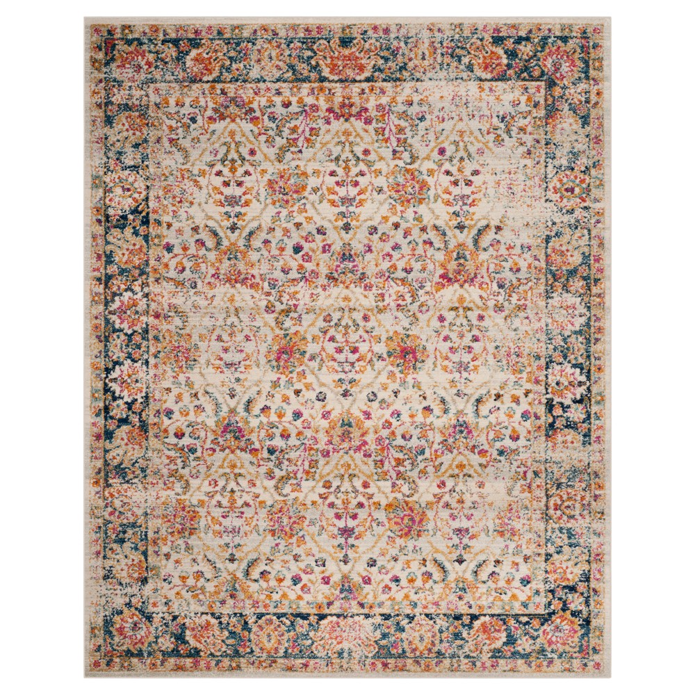 Cream/Navy Floral Loomed Area Rug 9'X12' - Safavieh