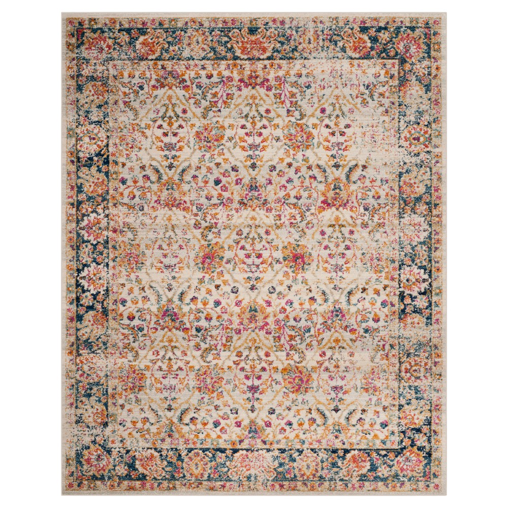 Cream/Navy Floral Loomed Area Rug 9'X12' - Safavieh